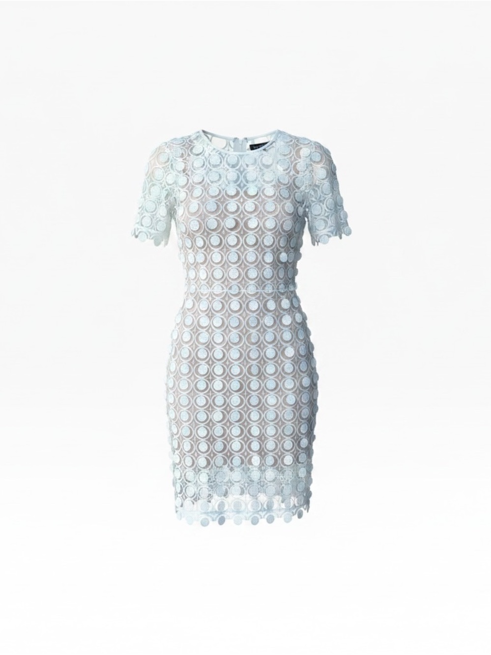 Michael Kors Circle Lace Shift Dress Womens 4 White Nude EUC Geometric SS